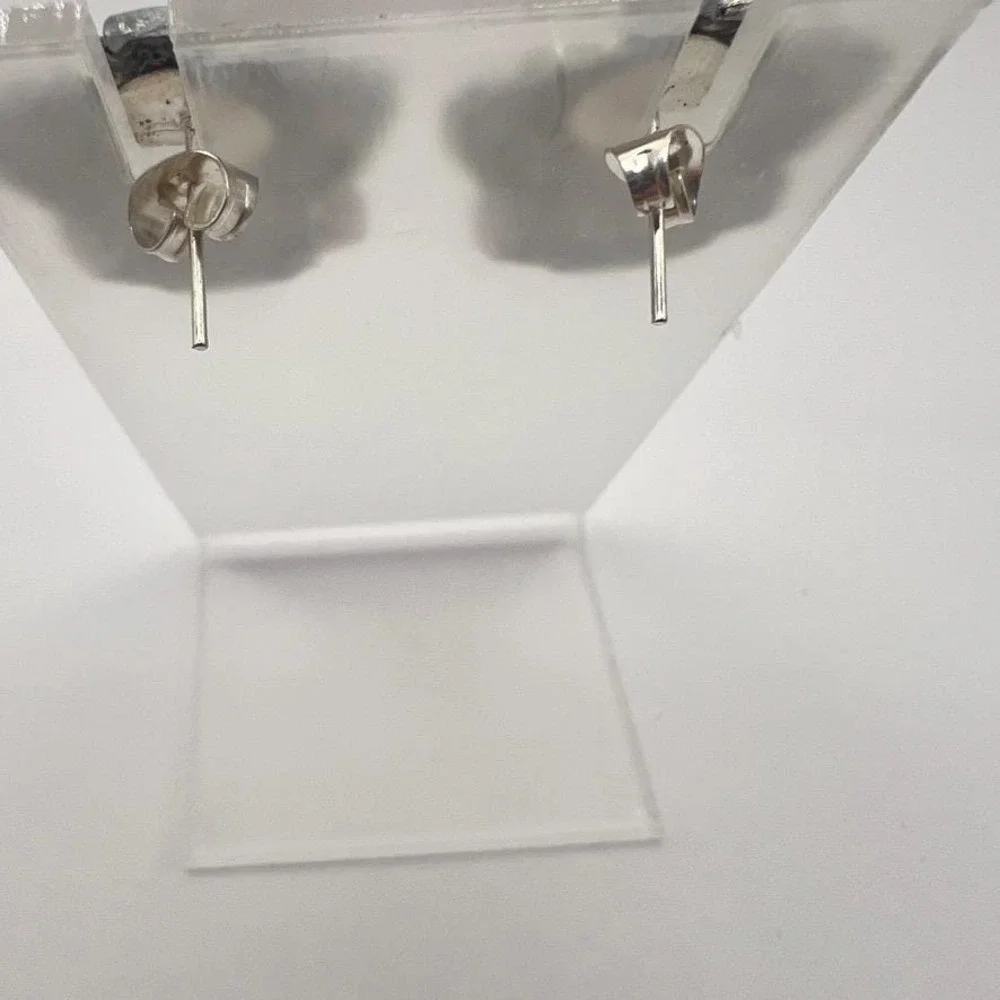 Sculptural Tribal Face Earrings Silver Pierced‎ Posts Statement Bold Ethnic Vibe